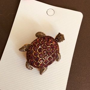 Crystal studded turtle brooch